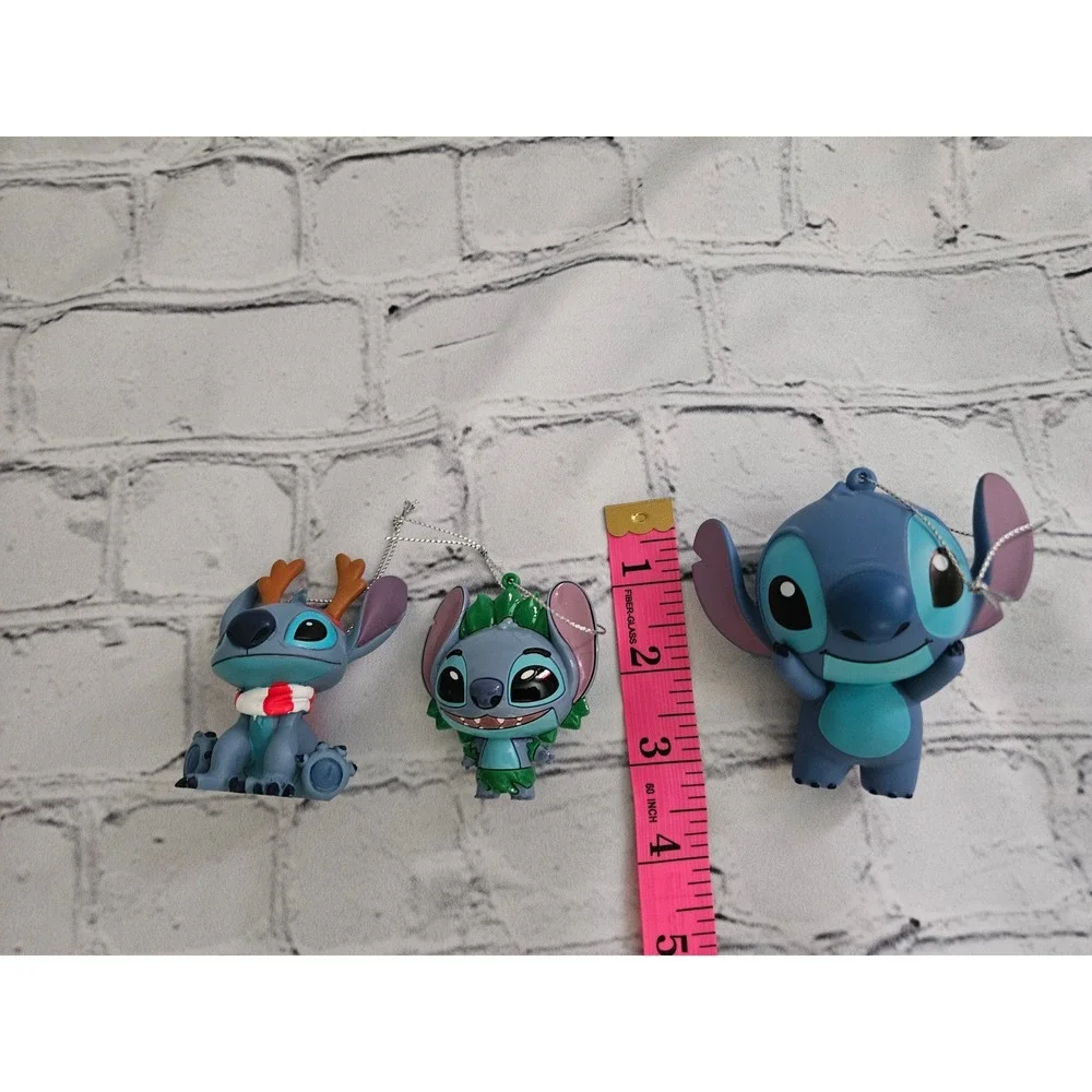 Disney Stitch Christmas & Holiday Ornaments Set of 3 - Reindeer, Hula, Classic